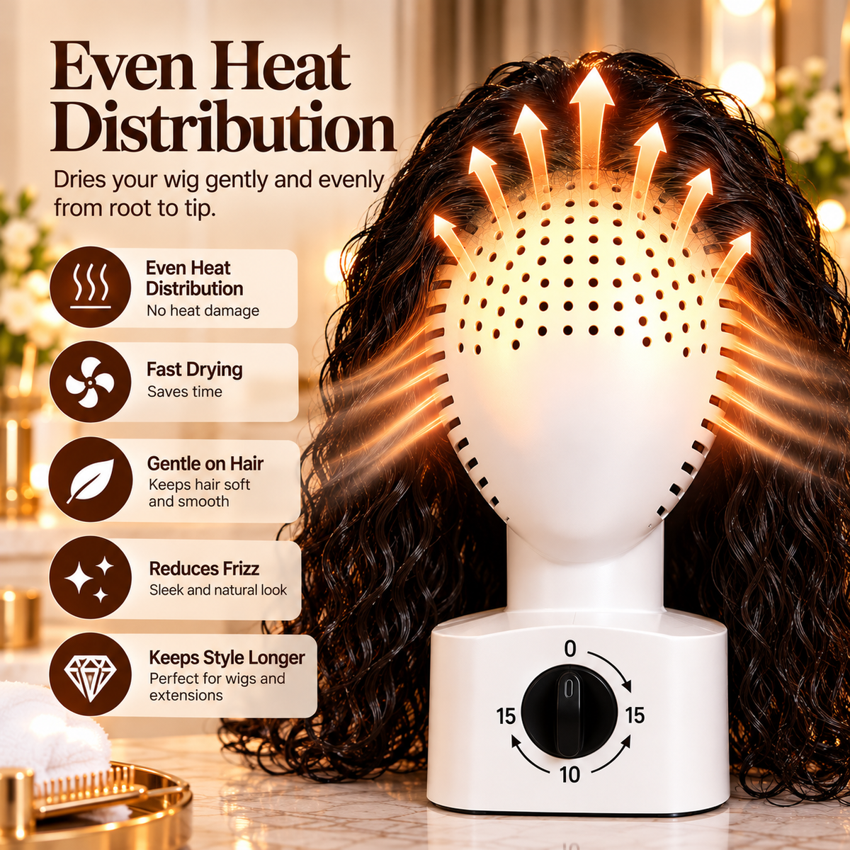 TouFa Wig Dryer even heat distribution